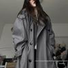 Women's Mid-Length Gray Trench Coat, 2025 Early Spring Korean & British Style, Petite High-End Design