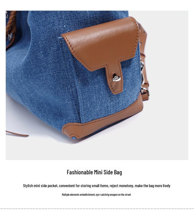 High-End Retro Denim Patchwork Drawstring Shoulder Bag (2025 Design)