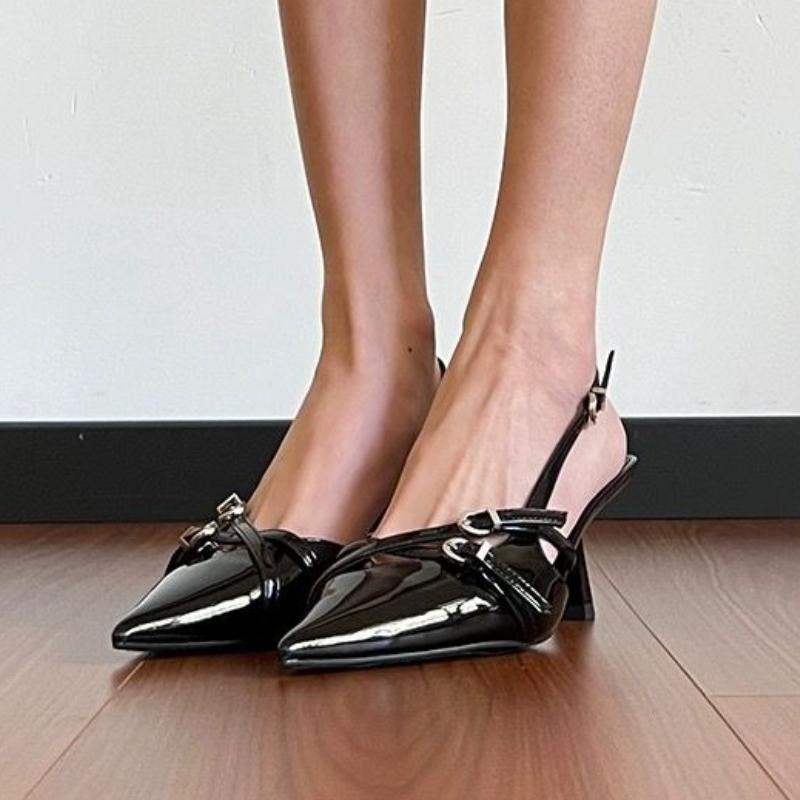 Fashion Sexy Pointed Toe High Heels Women Sandals Summer New Shoes 2025 Slingback Party Slippers Woman Dress Brand Buckle Pumps Mujer