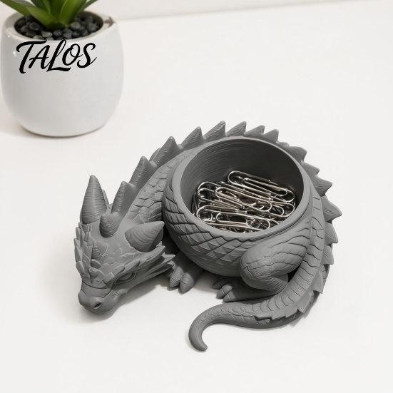 Talos 3D Printed Lying Dragon Flowerpot for Small Green Plants, Decorative Succulents Pot Ornament, Dark Style Figurine Home Office Desktop