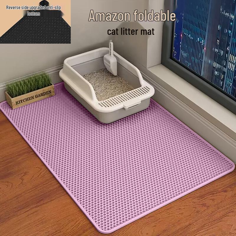 Extra Large Washable Cat Litter Box Mat - Anti-Splash, Anti-Tracking, Double Layer EVA Filter