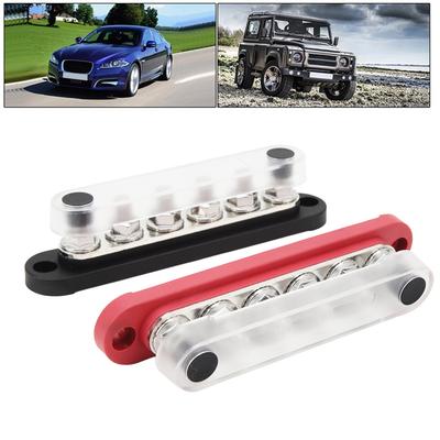 2Pcs Battery Bus Bar 6 X 5/16in M8 150A 6 Channel Power Distribution Block with Cover for Vehicle Solar Systems 12V‑48V