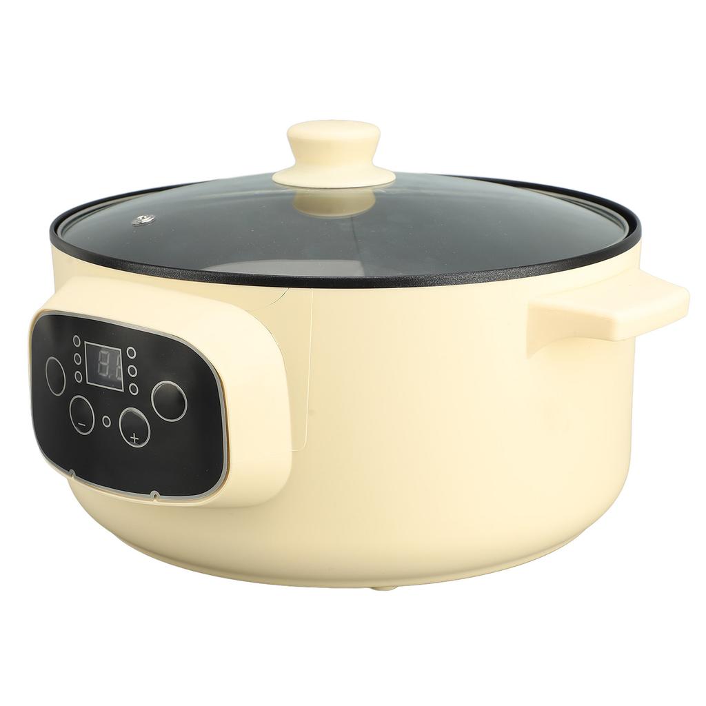 26cm Electric Pot Khaki Anti Stick Smart Reservation Temperature Control Anti Dry Burn Electric