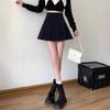 Women's Gray High-Waist Pleated A-line Skirt - Slimming, Petite, Spring/Autumn 2024