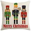 New Christmas Nutcracker Pillow Linen Print Reversible Living Room Sofa Bedroom Cushion Cushion Cover
