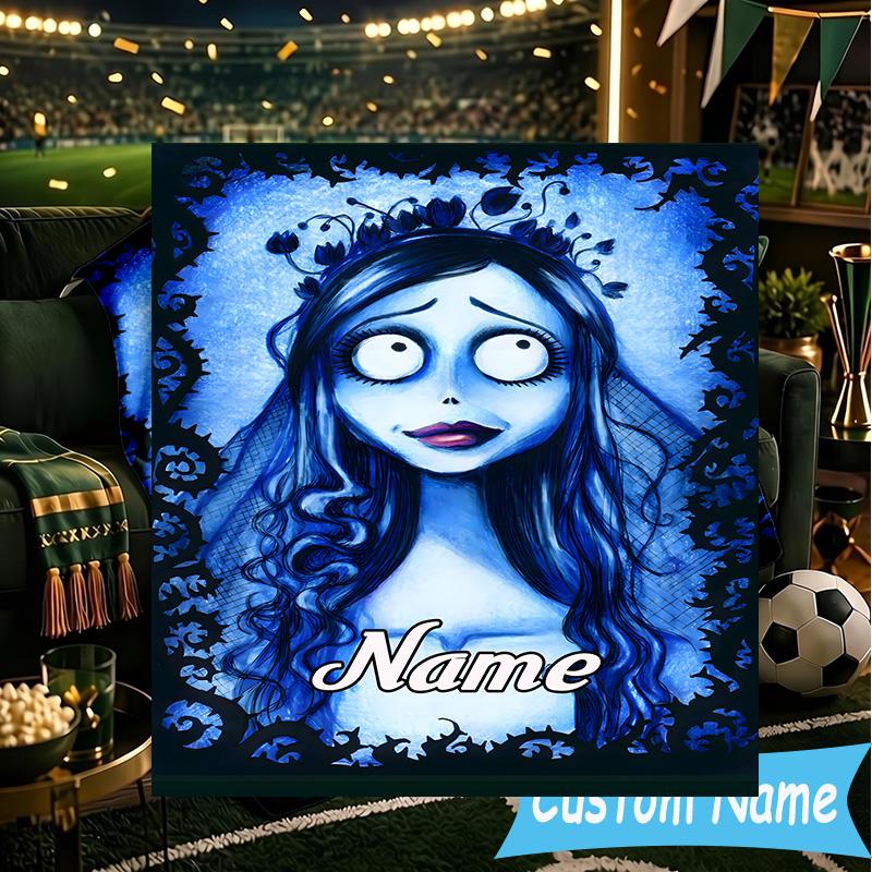1PC Custom Name Corpse Bride Art Throws Blanket Flannel Blankets for Couch Bed Gifts for Men Women Travel Picnic Christmas Fan Gifts