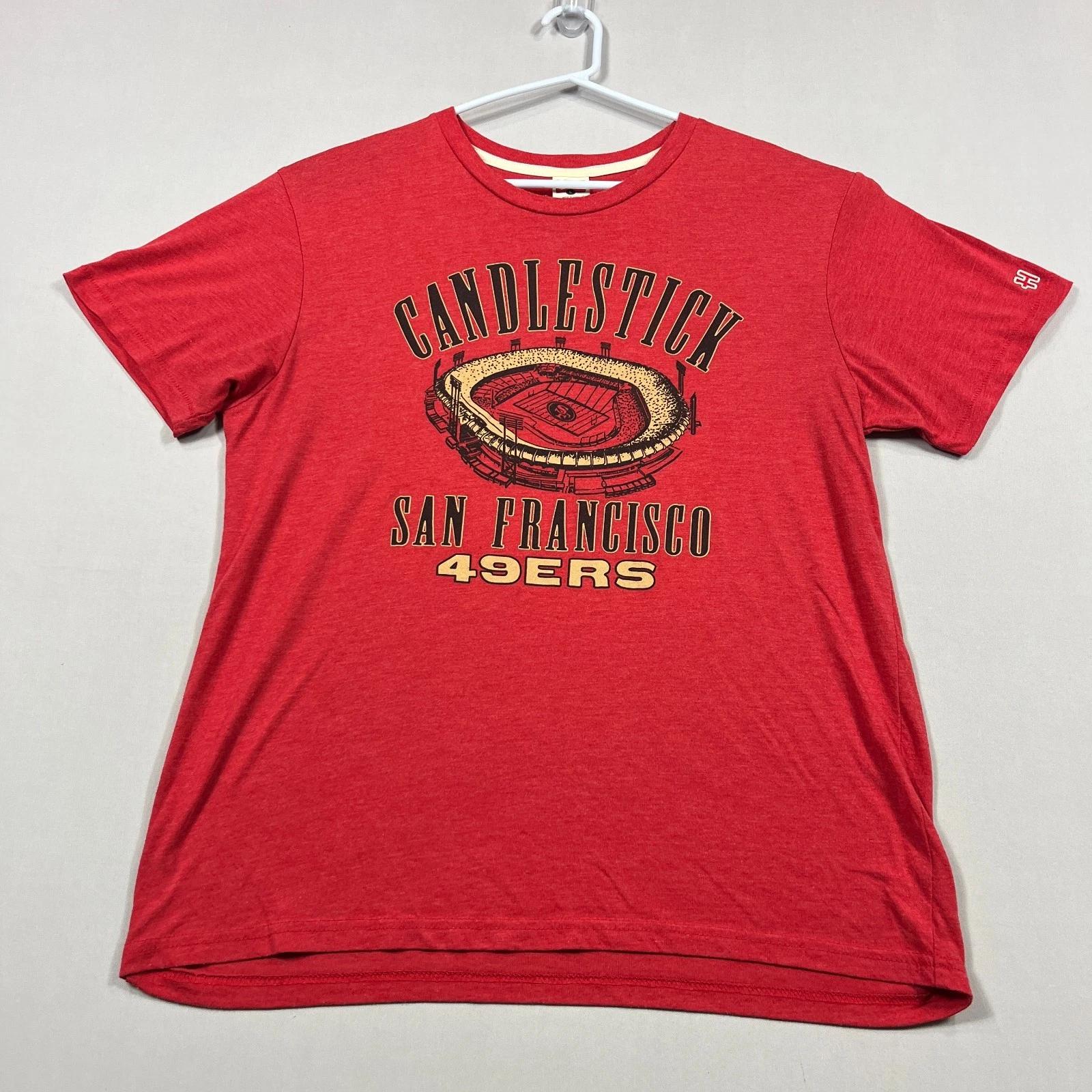 San Francisco 49ers NFL Homage Candlestick Park Red Tee T Shirt Mens Large L S