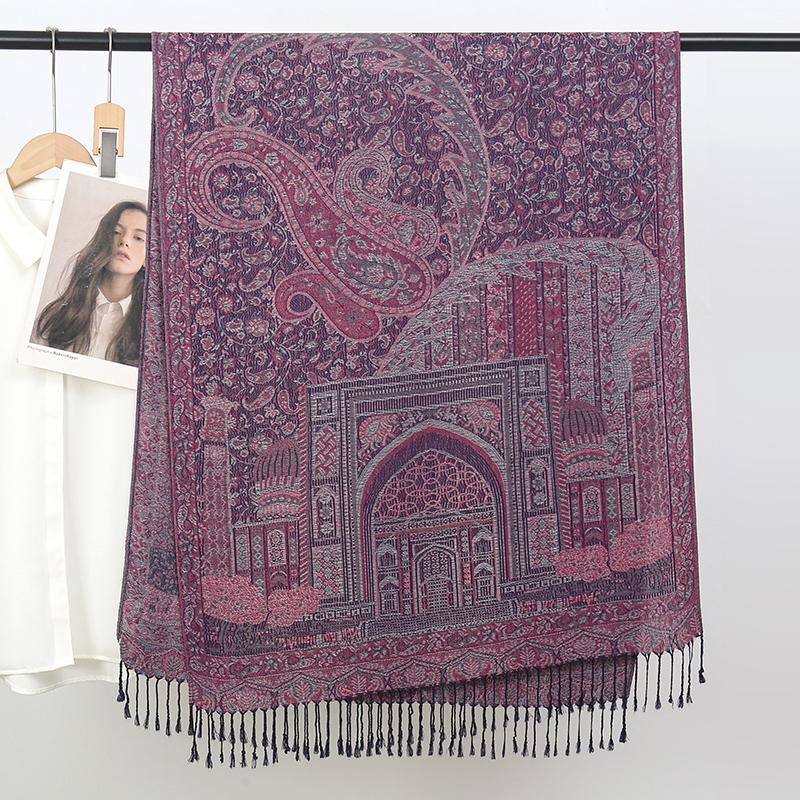Fashion Ethnic Style Jacquard Scarf Outdoor Women Travel Paisley Tassel Shawl Neck Muslim Hijab Wrap Floral Luxury