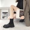 Women's Black Round Toe Loafers 2025 Autumn Winter Knit Elastic Socks Boots Retro Fashion Casual Comfortable Ankle
