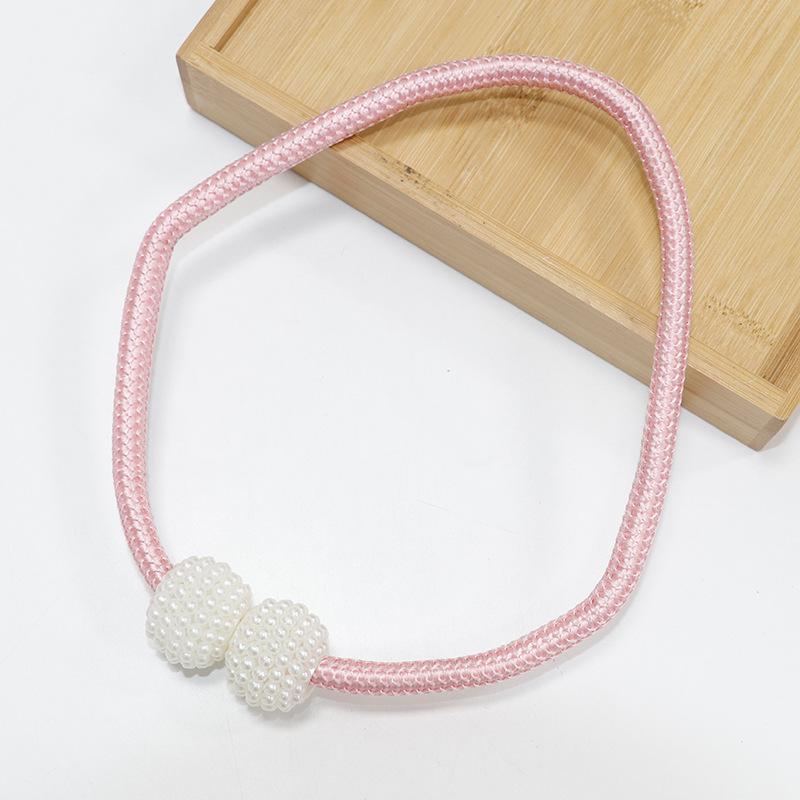 European Magnetic Curtain Tiebacks Pearl Ball Home Curtain Buckle Weave Clips Rope Straps Holder for Big Drapries Decoration