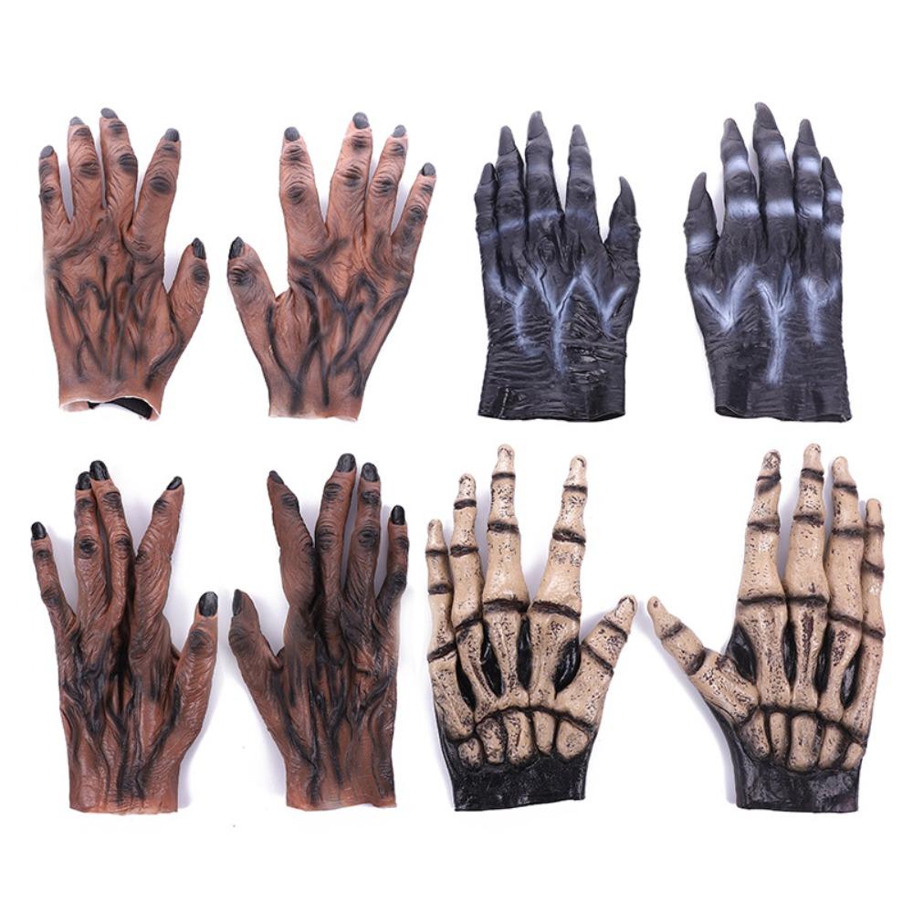 Simulated Halloween Cosplay Gloves Werewolf Makeup Party Props Werewolf Vinyl Gloves  Carnival