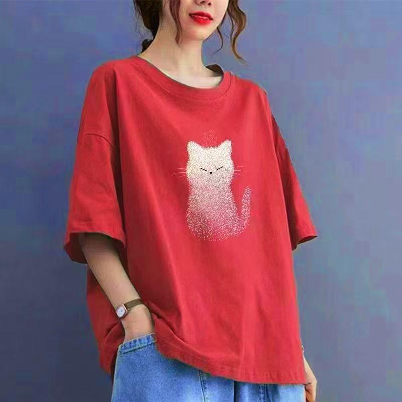 Summer Women Cotton Short-sleeved T-shirt Women Loose Tops