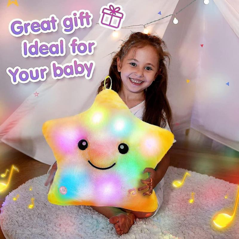 13 LED Musikalische Glitzerstern Leuchten Auf Schlaflied Leuchten Stofftier Spielzeug Beruhigen Kinder Emotionen Geburtstag Weihnachten Festival Geschenk Für Kleinkinder, Gelb