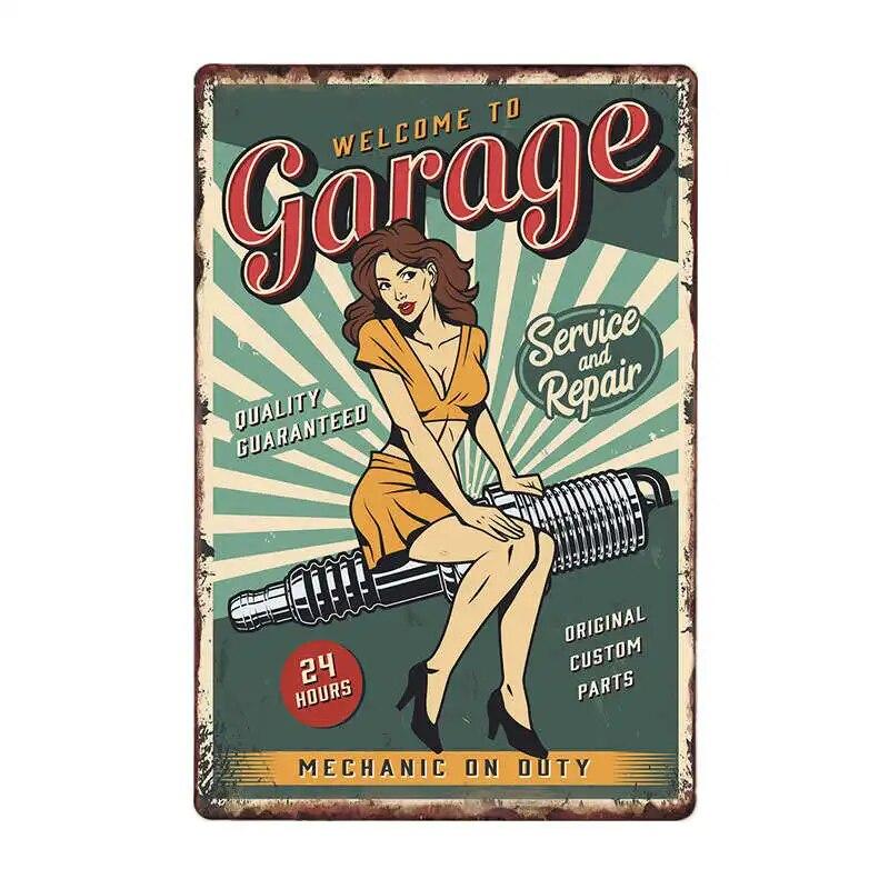 GARAGE FULL SERVICE Vintage Metal Signs Car Garage Retro Poster Bar Wall Decor Plaque Painting Art 20x30 CM