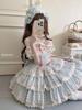 MODKOKU Lolita JSK Jumper Skirt with Ribbon and Mori Girl Tiered Lolita Light Size M Women's Bride-Style Lace-Up Ruffles, Palace-Style Dress,