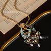 European Retro Court Style Drip Oil Renaissance Peacock Pearl Brooch Necklace Dual-use Vintage Jewelry Antique