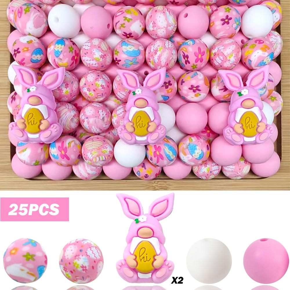

25/32/68PCS Easter Animal Series Silicone Bead Set, perfect for DIY handmade crafts such as keychains, necklaces, bracelets, etc
