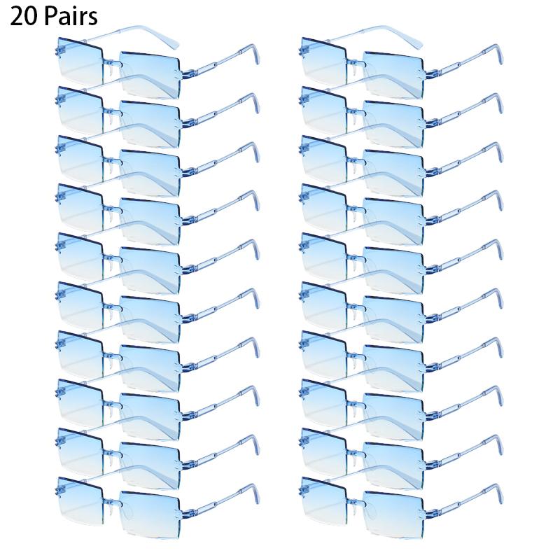 16/20 Pairs Rectangle Sunglasses Men Fashion Rimless Gradient Multicolor Beach Holiday Shades Women New Trendy Rave Sun Glasses