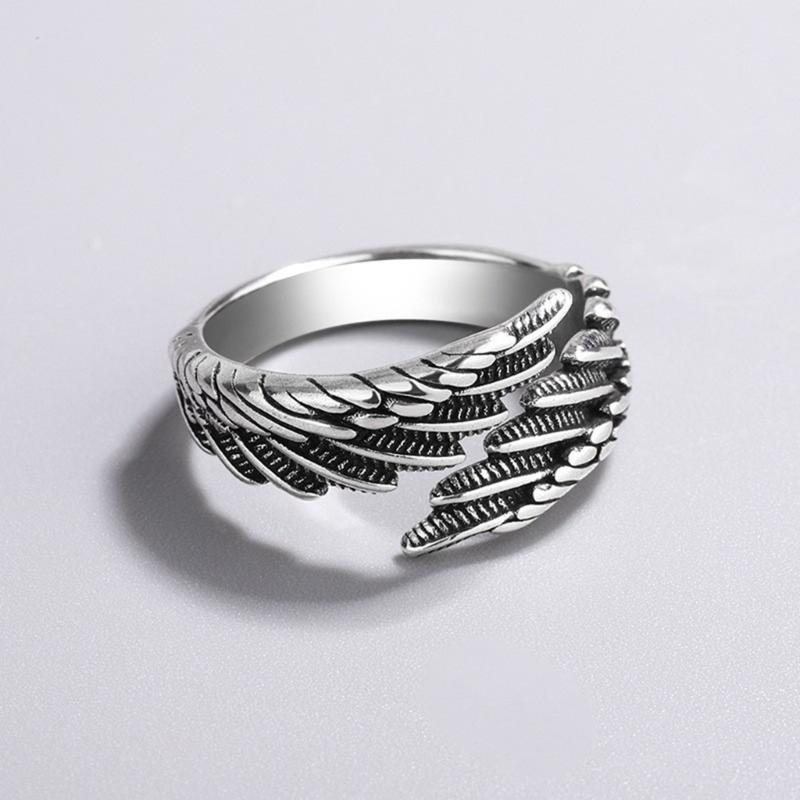 Adjustable Open Feather Rings Vintage Styles Unisex Jewelry Accessory for Women Men Gifts Silver Tone Retro Designs