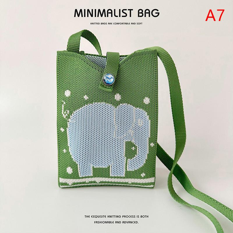Mini Handy-Tasche Gestrickte Schulter-Umhängetaschen Tragbare Kleine Gewebte Geldbörse Vielseitige Handtasche für Frauen