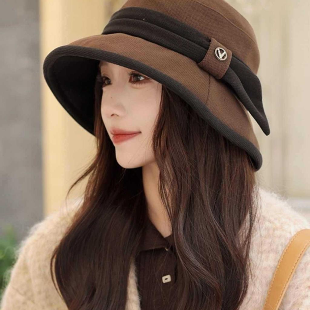 Hat Female Spring and Autumn Travel Versatile Elegant Bucket Hat Show Face Small Fashion Color Matching Basin Hat