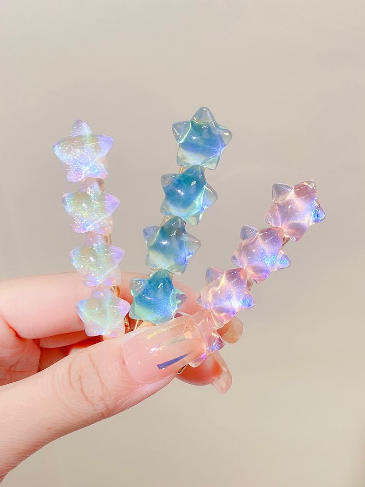 Kobiety Dziewczynki Urocze Kolorowe Spinki do Włosów w Kształcie Gwiazdek Słodka Dekoracja Włosów Opaska Klipsy Boczne do Włosów Spinki Modne Akcesoria do Włosów