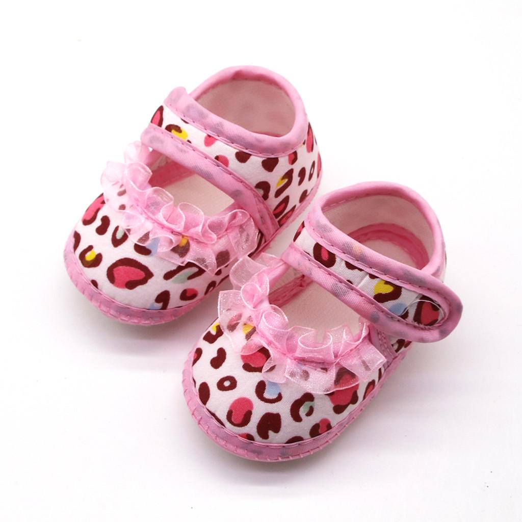 Newborn Baby Girls Leopard Print Prewalker Soft Sole Sandals Single Shoes