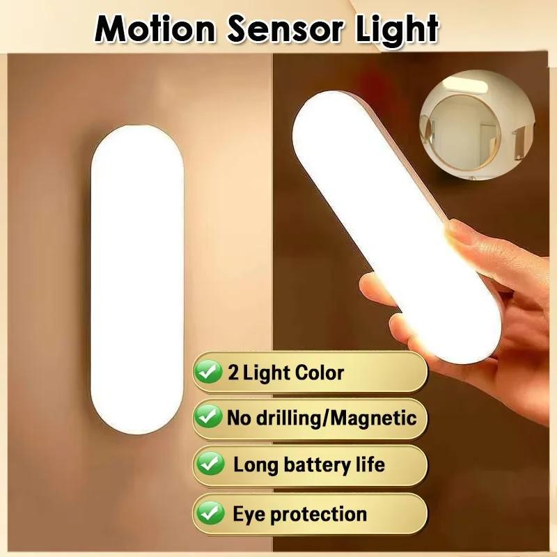Luci Notturne Wireless LED Lampada Sensore di Movimento Ricaricabile USB Magnetica Per Stanza Armadio Ripostiglio Cucina Corridoio Tubo Rilevatore Lampadina