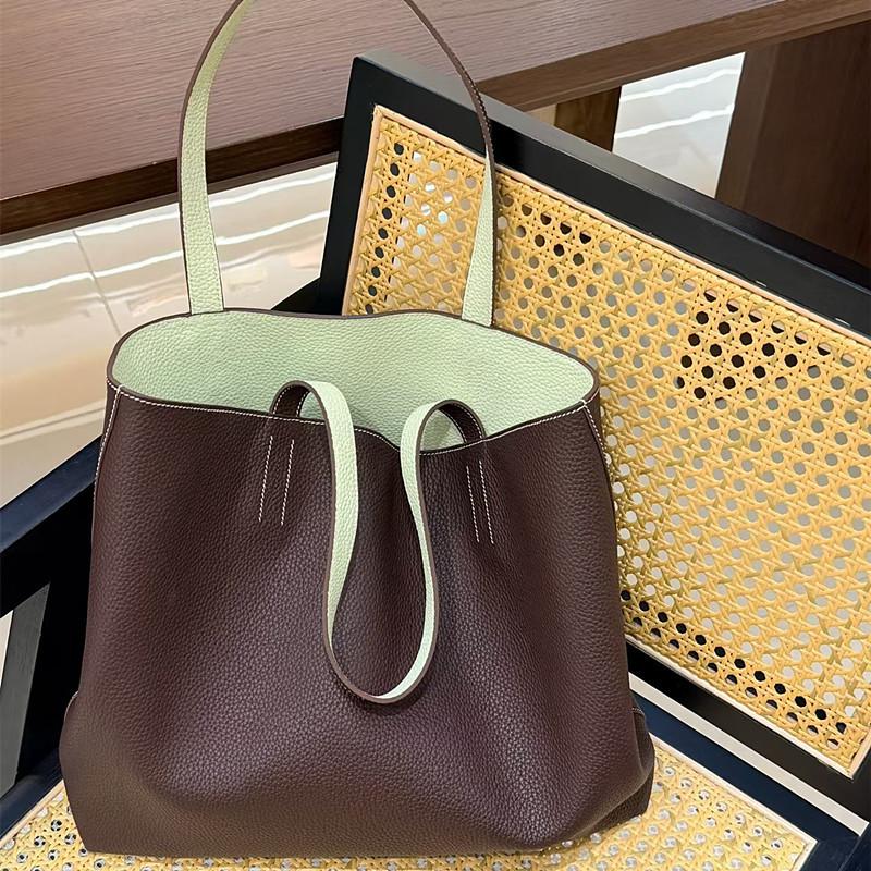 Premium Texture Double-sided Bag TC First-layer Cowhide 2026 New Women's Commuting Design Temperament Light Luxury