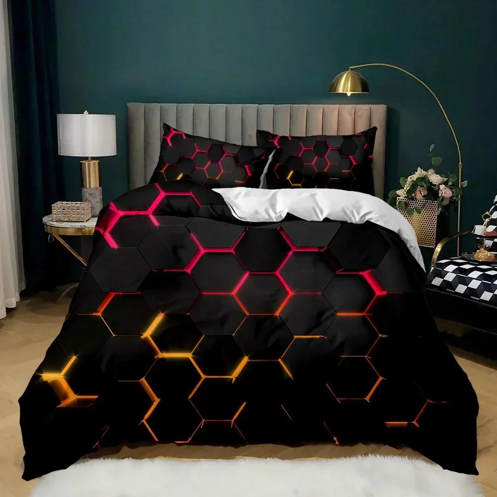Geometric Multicolor Honeycomb Hexagon Comfortable Duvet Cover Pillowcase Bedding Set Children Bedroom Decoration Home Textile
