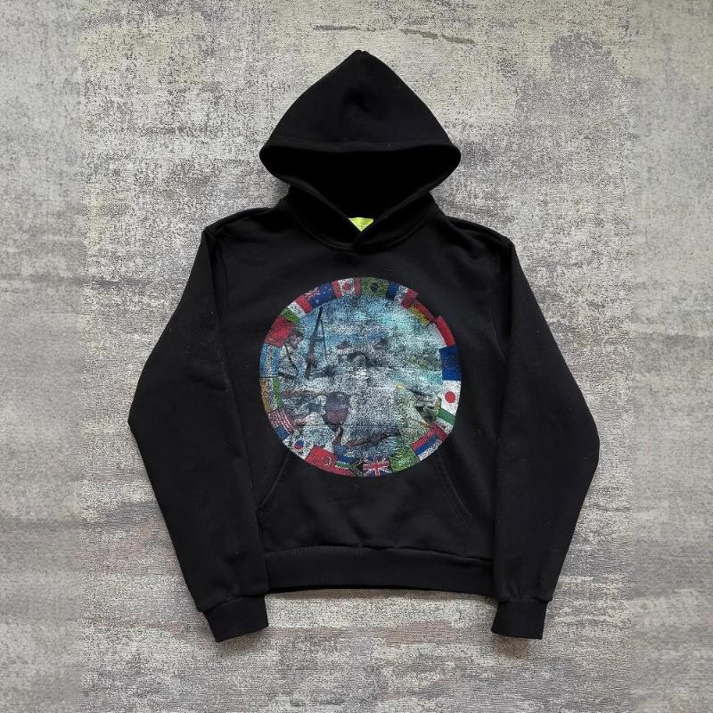 European and American autumn and winter street fashion personalized printed long sleeved retro hoodie