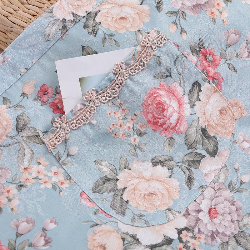 Krótkie fartuszki do połowy długości z motywem kwiatowym dla kobiet, do domu, kuchni, gotowania, fartuszki plamoodporne, kombinezony do restauracji, kwiaciarni, kawiarni, kieszeń