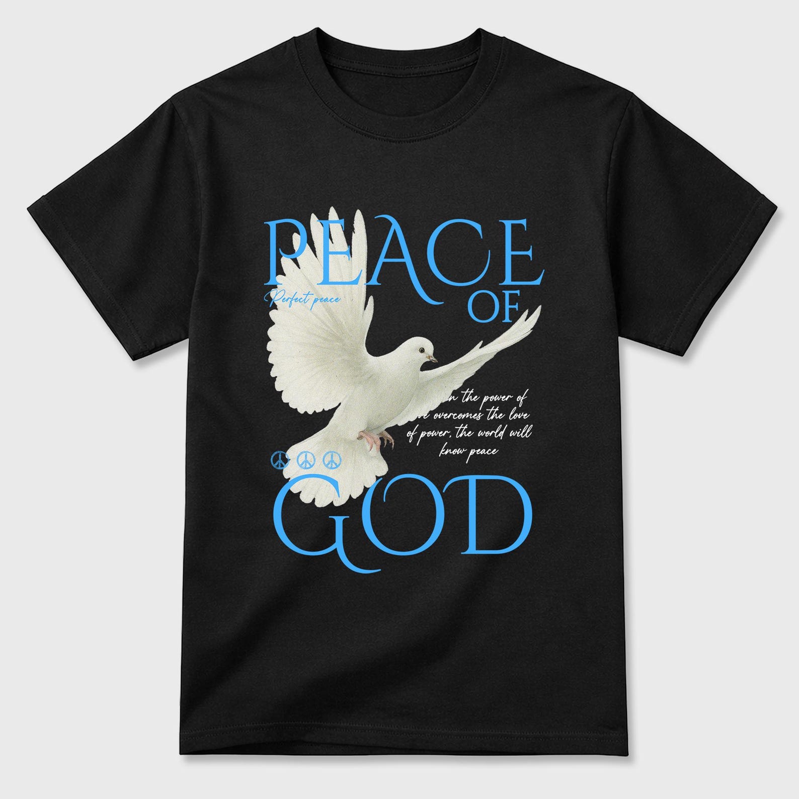 Peace of God graphic tee. Streetwear Brand Graphic T-Shirt. AJ14 University Blue M