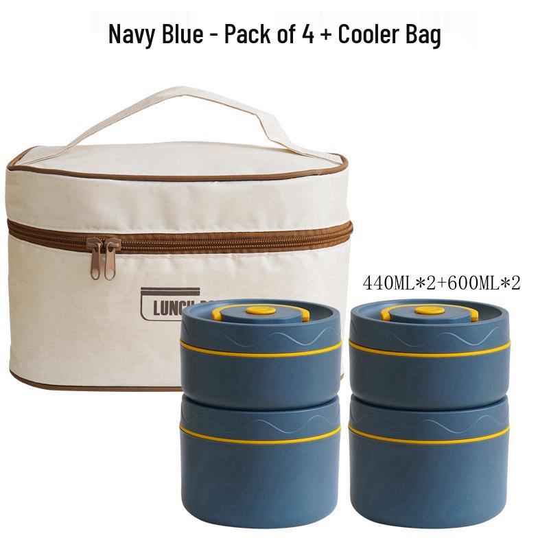 304 Stainless Steel Double-Layer Insulated Lunch Box with Lid for Office Workers & Students
