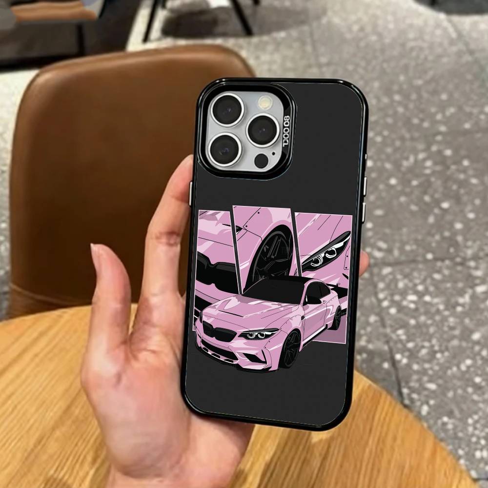 High-Performance Sports Car M2   Phone Case For iPhone17,16,15,14,13,12,11 Plus,Pro Max Colored Silver Plated Inside Cover