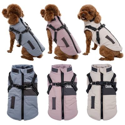 Winddichte Hundejacke mit doppeltem D-Ring-Leinen-Geschirr Hundejacke Warmer Hundepullover Warme Hundekleidung