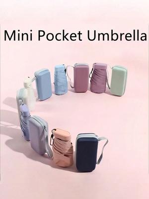 1pc Mini Folding Umbrella, Pocket-Sized Waterproof Portable Travel Umbrella, Sunshade Umbrella, Women's UV Protection Umbrella, 2-In-1 Mini Six-Fold U