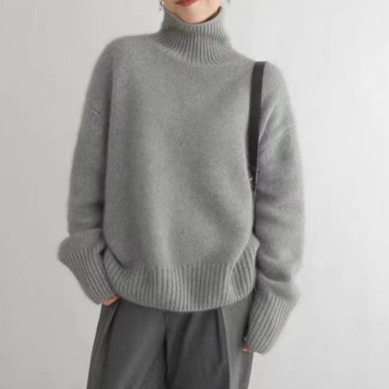 Women S Thick Turtleneck Loose Soft Knit Sweater Casual Pullover Base Layer