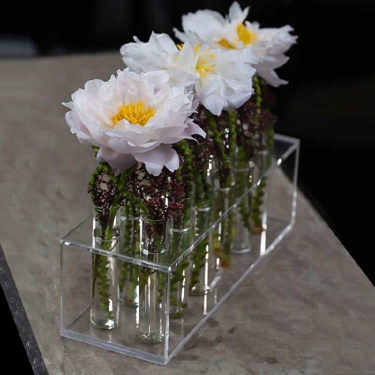Acrylic Test Tube Vase Set With Stand, Showcases Multiple Bouquets Decoration Unique Present (8/12Pcs Tubes)