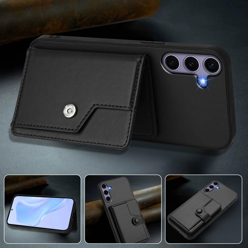 For Samsung Galaxy S25 Case RFID Blocking Card Holder Kickstand TPU + PU Leather Phone Back Cover