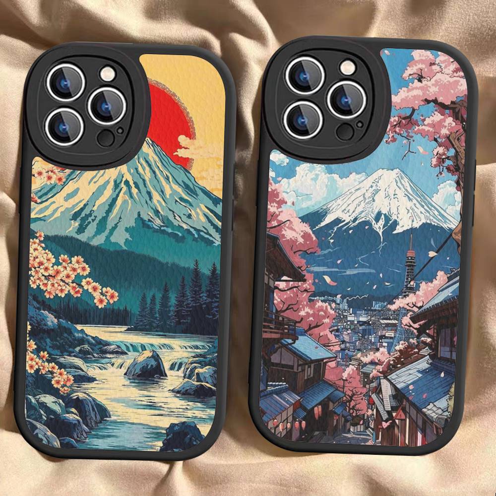 Fuji Mountain Osaka City Landscape Phone Case Hard Leather For IPhone 16 15 14 13 12 Mini 11 14 Pro Max Xs X Xr 7 8 Plus Fundas