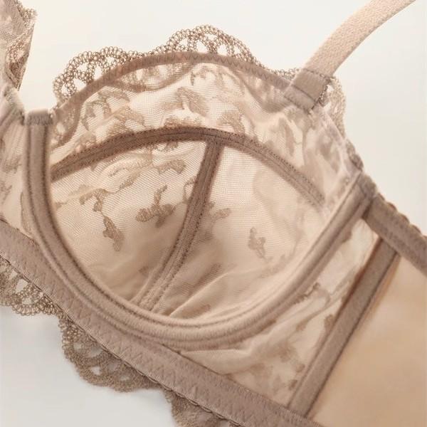 Big Breasts Show Small Underwear, Women's Summer Thin Collection of Secondary Breasts, Gathered with Steel Rings To Prevent Sagging, New Lace Bra
