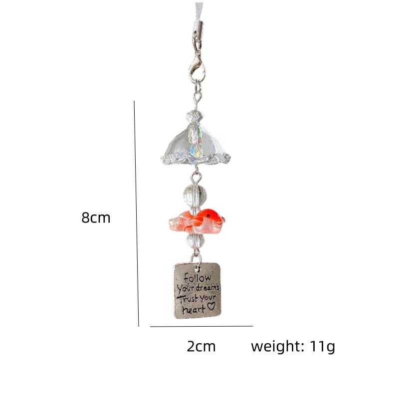 Transparent Keychain Cute Goldfish Wind Chime Pendant Keyring Mobile Phone Lanyard Bag Decorative Chain Kawaii Home Decorations