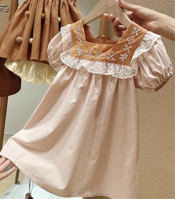 Summer Girls Embroidered Two Piece Set Princess Dress Baby Fashionable Outfit For Kids 90cm