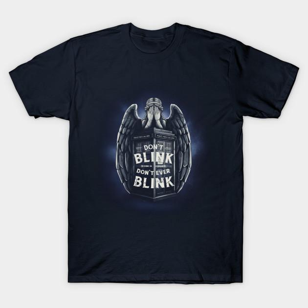 Men Black Print T-shirt Dont Blink Dont Ever Blink No-Cut Transfer Paper Print Cotton Tshirt S тёмно-синий
