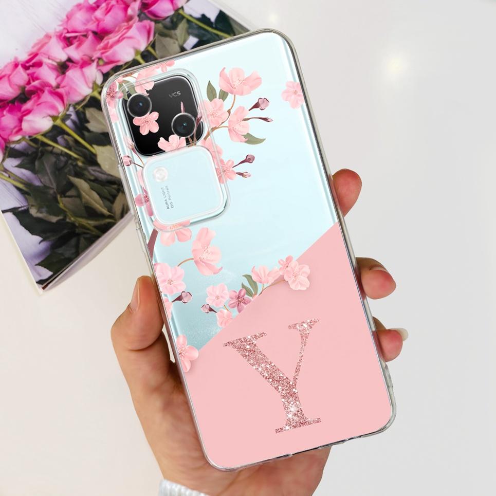 For Cover Vivo S18 5G Phone Case Initials Letter Soft Silicone Back Shell For Vivo S18 Pro Coques Bumper Transparent VivoS18 Pro