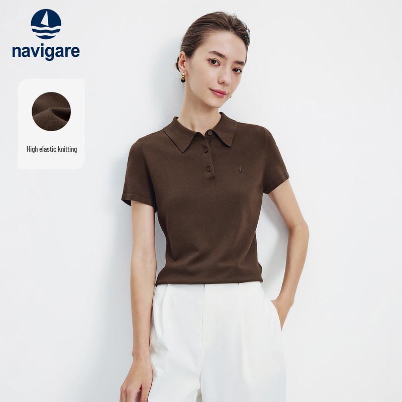 Navigare Women s Short Sleeve Lapel Knit Top L