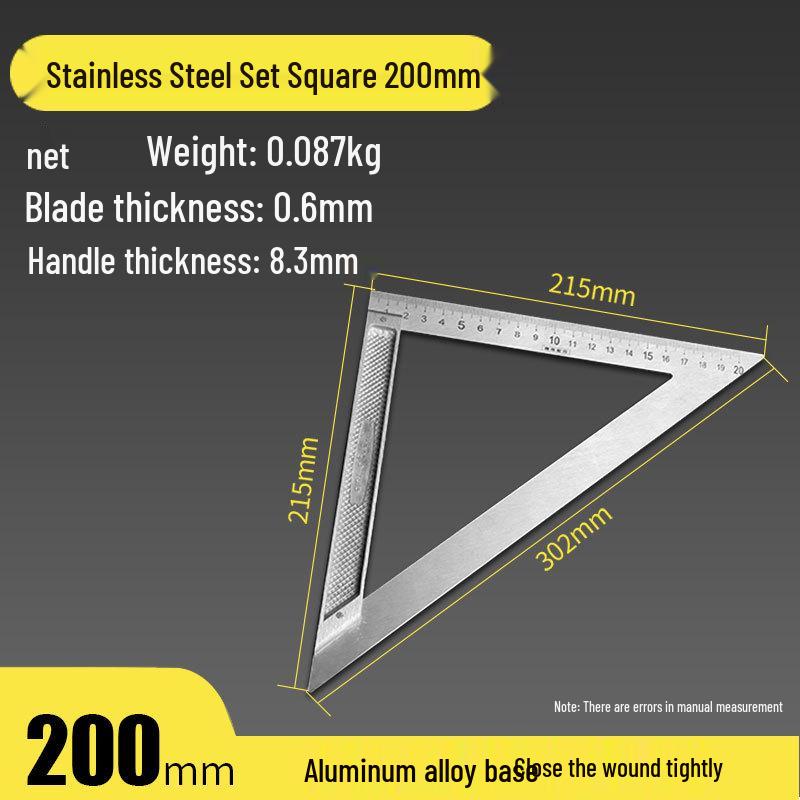 High Precision 90° Stainless Steel & Aluminum Angle Ruler for Woodworking