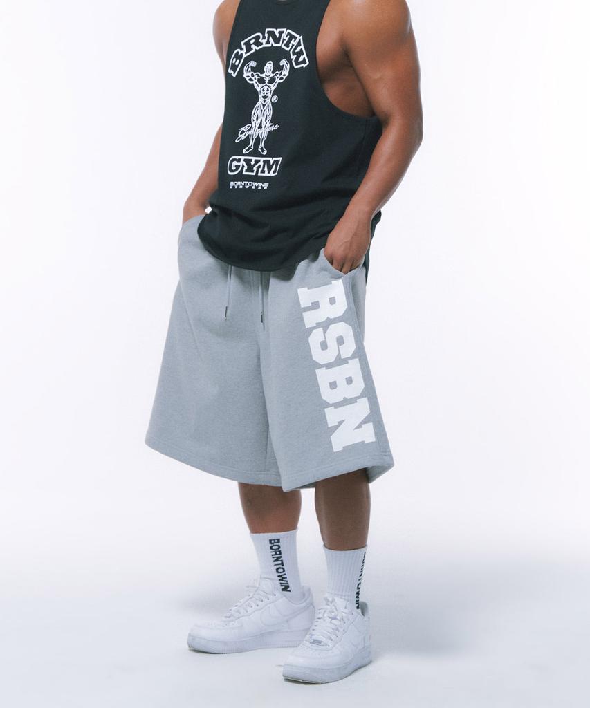 BORN TO WIN Rsbn Half Pants Long Ver [Melange Grey]