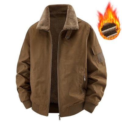 2025 Men's Winter Plus-Velvet Pure Cotton Washed Workwear Jacket - Outdoor Casual Lapel Coat